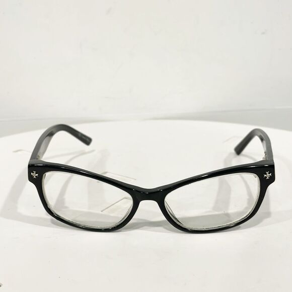 Nicole‎ Miller Eyeglass Frames Subtle Cat Eye Style Black Silver main image 4
